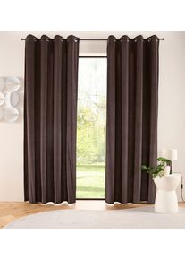 Gardine "LADINA" Gr. 1, braun (dunkelbraun), B:140cm H:145cm, Polyester, Recyceltes Material, LeGer Home by Lena Gercke, Gardinen, Gardine, blickdichter Vorhang, Samt Vorhang