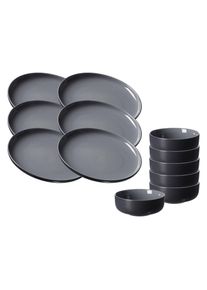 Ritzenhoff & Breker Geschirr-Set RITZENHOFF & BREKER "Fr&uuml;hst&uuml;cksset Jasper 12er Set", schwarz, 12, Keramik, Geschirr-Sets, Geschirr-Set, Sp&uuml;lmaschinengeeignet