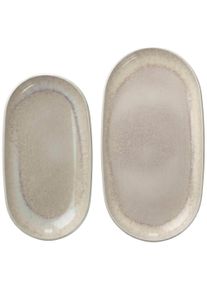 Servierplatte "Servierplatten-Set Perlemor Sand 2er Set beige", beige, B:2cm H:2cm L:2cm T:2cm, Porzellan, LIKE. BY VILLEROY & BOCH, Servierplatten, Servierplatte, Sp&uuml;lmaschinengeeignet, Mikrowellengeeignet