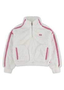 Sweatshirt LEVI'S KIDS "LVG SHERPA HALF ZIP", M&auml;dchen, Gr. 12 (152), rosa (wild rose), Pl&uuml;sch, Obermaterial: 100% Polyester, unifarben mit Farbeins&auml;tzen, normal, tiefer V-Ausschnitt, B&uuml;ndchen, Sweatshirts Sweatshirt, aus Teddypl&uuml;sch - for Girls