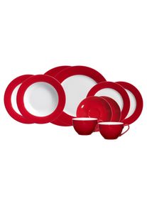 Ritzenhoff & Breker Geschirr-Set RITZENHOFF & BREKER "Kombiservice Doppio 10er Set rot", rot, 10, Porzellan, Geschirr-Sets, Geschirr-Set, Sp&uuml;lmaschinengeeignet