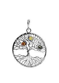 Kettenanh&auml;nger OSTSEE-SCHMUCK "OSTSEE-SCHMUCK Anh&auml;nger Lebensbaum Anh&auml;nger Lebensbaum", wei&szlig; (wei&szlig;, neutral), Schmuckanh&auml;nger, Damen, 42x22mm, Silber 925 (Sterlingsilber), 4,1 g, Kettenanh&auml;nger