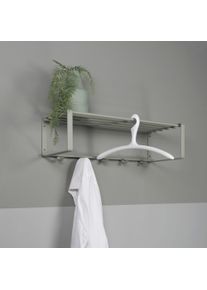 Garderobenleiste SPINDER DESIGN "REX", gr&uuml;n, B:70cm H:19cm T:29cm, Stahl, Garderobenhalter, Garderobenleiste, Wandgarderobe aus Stahl mit Hutablage und 5 bzw. 7 Haken