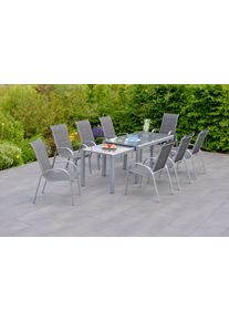 Garten-Essgruppe Merxx "Amalfi di Lusso", silber (silber, anthrazit), Polyester, Aluminium, Polyester, Sitzm&ouml;bel-Sets, Garten-Essgruppe