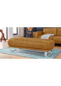 Hocker W.Schillig "montanaa", gelb (kurkuma z69), B:141cm H:42cm T:61cm, Hocker, Hocker, mit Metallkufen in Chrom gl&auml;nzend, Breite 141 cm