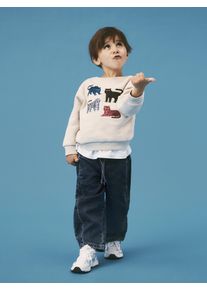 Sweatshirt name it "NMMLOCON LS NREG SWE BRU", Jungen, Gr. 110, peyote, Sweatware, Obermaterial: 70% Baumwolle, 30% Elasthan, bestickt, regular fit normal, Rundhals, Rippb&uuml;ndchen, Sweatshirts Sweatshirt, Baumwollmischung, regular fit