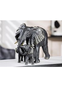 Tierfigur CASABLANCA BY GILDE "Figur Elefantenfamilie", schwarz, B:39,5cm H:26,5cm T:18,5cm, Kunstharz, Dekofiguren, Tierfigur
