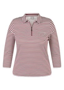 3/4-Arm-Shirt Rabe, Damen, Gr. 38, rot (merlot), Jersey, Obermaterial: 100% Baumwolle, Glitzermuster, geringelt, gestreift, tailliert h&uuml;ftbedeckend, Rundhals, Shirts 3/4-Arm-Shirt, mit Hemdkragen und Rei&szlig;verschluss