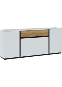 Sideboard Home Affaire "Novena", alpinwei&szlig;, catania eiche, schwarz, B:208,8cm H:87,6cm T:40cm, Holzwerkstoff, Sideboards, Sideboard, Breite 209 cm