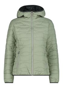 Steppjacke CMP "WOMAN JACKET FIX HOOD", Damen, Gr. 40, gr&uuml;n (gr&uuml;n tea), Obermaterial: 100% Polyester. Futter: 100% Polyester. Wattierung: 100% Polyester, Jacken Steppjacke, mit Kapuze, sportlicher Stil, aus Polyester