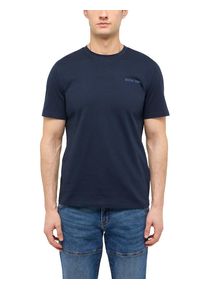 Kurzarmshirt Mustang "Herren Style Austin", Herren, Gr. XL, blau (navy), Jersey, 100% Baumwolle, Rundhals, Shirts Kurzarmshirt