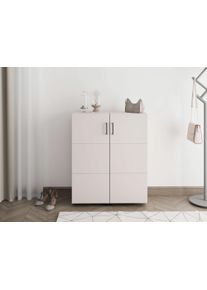 Schuhschrank Home Affaire "Islay, Dreht&uuml;ren auf Rollen, B/T/H: 91,6/32,4/113,2 cm", wei&szlig; (kaschmir), B:91,6cm H:113,2cm T:32,4cm, Holzwerkstoff, Schr&auml;nke, Schuhschrank, Schuhkommode mit Platz f&uuml;r ca. 24 Paar Schuhebis Gr. 40