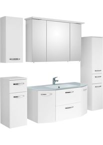 Badm&ouml;bel-Set SAPHIR "Quickset 326, 6-teilig, mit Glaswaschtisch", wei&szlig;, B:175cm H:200cm T:48cm, Spanplatte, Kastenm&ouml;bel-Sets, Badm&ouml;bel-Set, Badezimmer-Set mit Midischrank, Unterschrank und H&auml;ngeschrank