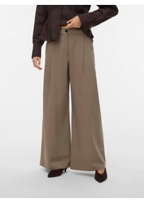 V&eacute;ro Moda Anzughose VERO MODA "VMSTELLA MW WIDE PLEAT PANT NOOS", Damen, Gr. 36, L&auml;nge 30, beige (driftwood), Web, Obermaterial: 67% Polyester, 29% Viskose, 4% Elasthan, unifarben, oversize lang, Hosen Anzughose, Materialmix, oversize