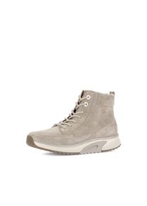Schn&uuml;rboots ROLLINGSOFT, Damen, Gr. 44, beige (hellbeige), Veloursleder, unifarben, Schuhe Schn&uuml;rboots, Keilabsatz, High Top-Sneaker mit gepolstertem Schaftrand