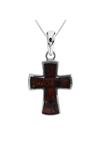Kette mit Anh&auml;nger OSTSEE-SCHMUCK "OSTSEE-SCHMUCK Kette mit Anh&auml;nger Kreuz 23 x 18 mm" Gr. 42, silber (wei&szlig;, neutral), Halsketten, Damen, 42cm, Silber 925 (Sterlingsilber), L: 42, Kette mit Anh&auml;nger