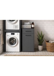 W&auml;scheschrank KOCHSTATION "KS-Linda", grau (anthrazitfarben), B:40cm H:97,5cm T:66,6cm, Schr&auml;nke, W&auml;scheschrank, Breite 40 cm, mit integriertem W&auml;schekorb, 25mm starke W&auml;nde