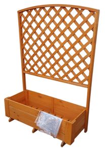 Spalier Promadino, braun (honigbraun), B:91cm H:130cm T:41cm, Massivholz, Rankhilfen, Spalier, mit Pflanzkasten, BxT: 91x41 cm, versch. H&ouml;hen