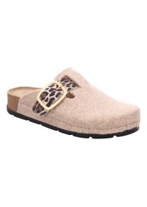 Pantoffel Rohde "SOAVE", Damen, Gr. 42, beige, Filz, Schuhe Pantoffel, Hausschuh, Filz Clog, Homeslipper mit Plateausohle