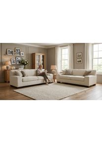 Polstergarnitur OTTO HOME "Faxxe aus 2-Sitzer und 3-Sitzer", beige (creme), H:74cm T:85cm, 100% Polyester, Sitzm&ouml;bel-Sets, Polstergarnitur, aus pflegeleichtem, weichem Bezugsstoff