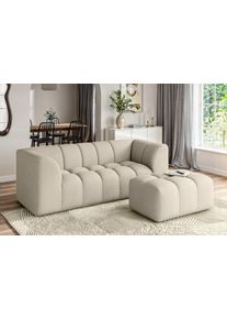 3-Sitzer OTTO HOME "TUURE Verl&auml;ssliche Qualit&auml;t, moderne Steppung, Breite 227cm", beige (hellbeige), B:227cm H:81cm T:94cm, 100% Polyester, Sofas, 3-Sitzer, Bubble Optik, hoher Sitzkomfort, Wellenunterfederung
