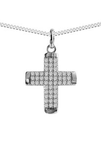Kette mit Anh&auml;nger OSTSEE-SCHMUCK "OSTSEE-SCHMUCK Kette mit Anh&auml;nger Kreuz 17 x 14 mm" Gr. 50, silber (wei&szlig;, neutral), Halsketten, Damen, 50cm, Silber 925 (Sterlingsilber), L: 42, Kette mit Anh&auml;nger