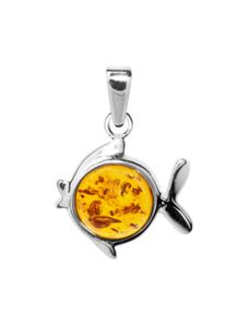 Kettenanh&auml;nger OSTSEE-SCHMUCK "OSTSEE-SCHMUCK Anh&auml;nger Fisch Anh&auml;nger Fisch", wei&szlig; (wei&szlig;, neutral), Schmuckanh&auml;nger, Damen, 23 x 15mm, Silber 925 (Sterlingsilber), 1,3 g, Kettenanh&auml;nger