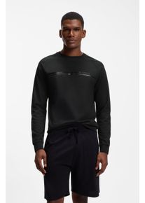 Sweatshirt BOSS "Authentic", Herren, Gr. L, schwarz (schwarz 005), Sweatware, Obermaterial: 100% Baumwolle, regular fit normal, Rundhals, B&uuml;ndchen, Sweatshirts Sweatshirt, aus Baumwoll-Terry mit Streifen und Logo