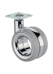 BS Rollen, M&ouml;belrollen, Design-Doppelrolle F352.075 Lenkrolle 75mm Polyurethan grau 85kg
