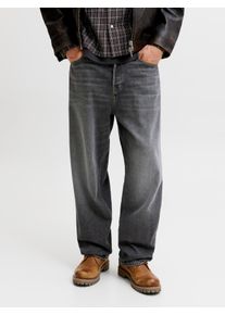 Jack & Jones Relax-fit-Jeans JACK & JONES "JJIALEX JJCREW SQ 063", Herren, Gr. 32, L&auml;nge 34, grau (schwarz denim), Denim/Jeans, Obermaterial: 100% Baumwolle, Abriebeffekte, relaxed fit lang, Jeans Relax-fit-Jeans, Baumwolle, relaxed fit
