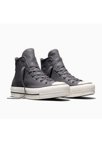 Sneaker Converse "CHUCK TAYLOR ALL STAR LIFT PLATFORM WATER-REPELLENT", Damen, Gr. 42, grau (schwarzer grau, egret, schwarz), Leder, Schuhe Sneaker, wasserabweisendes Leder