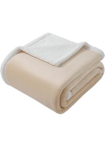 Wohndecke OTTO HOME "Sennu", sand, B:130cm L:180cm, Polyester, Wohndecken, Wohndecke, 420g/m&sup2;, flauschige, Wohndecke mit Teddyoptik, Tagesdecke
