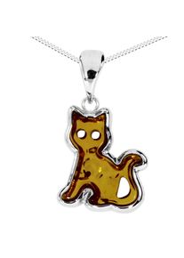 Kette mit Anh&auml;nger OSTSEE-SCHMUCK "OSTSEE-SCHMUCK Kette mit Anh&auml;nger Katze Kette mit Anh&auml;nger Katze", silber (wei&szlig;, neutral), Halsketten, M&auml;dchen, 36 bis 38cm, Silber 925 (Sterlingsilber), L: 36 38, Kette mit Anh&auml;nger