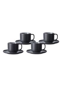 Ritzenhoff & Breker Tasse RITZENHOFF & BREKER "Kaffeetassen mit Untertassen Jasper 240 ml 4er Set", schwarz, 8 tlg., Keramik, Trinkgef&auml;&szlig;e, Tasse