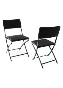 Gartentisch VCM "Klappstuhl Rattan-Optik", schwarz, St&uuml;hle, Gartentisch