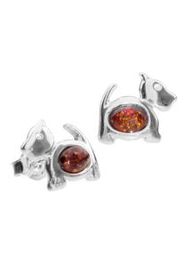 Paar Ohrstecker OSTSEE-SCHMUCK "OSTSEE-SCHMUCK Ohrstecker Hund Ohrstecker Hund", wei&szlig; (wei&szlig;, neutral), Ohrringe, Damen, 12x11mm, Silber 925 (Sterlingsilber), Paar Ohrstecker