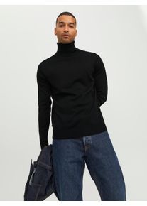 Jack & Jones Rollkragenpullover JACK & JONES "JPRBLAMERINO KNIT ROLL NECK", Herren, Gr. L, schwarz, Strick, Obermaterial: 100% Wolle, unifarben, regular fit normal, Rundhals, B&uuml;ndchen, Pullover Rollkragenpullover, Wolle, regular fit