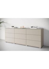 Sideboard OTTO HOME "Kenia, Kommode, 180 cm breit, mit 9 Schubladen", beige (kaschmir), B:180cm H:69,7cm T:39,5cm, Holzwerkstoff, Sideboards, Sideboard, Push-to-Open-System und gro&szlig;z&uuml;giger Stauraum