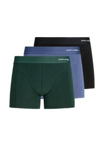 Jack & Jones Trunk JACK & JONES "JACCOMO SOLID BAMBOO TRUNKS 3 PACK SN", Herren, Gr. L, 3 Stk., pine grove pack:schwarz, crown blau, Jersey, Obermaterial: 65% Viskose, 30% Baumwolle, 5% Elasthan, unifarben mit Farbeinsatz, Unterhosen Trunk, Viskosemischung, elastischer Bund