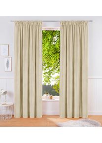 Vorhang OTTO HOME "Velvet uni" Gr. 2, beige, B:140cm H:175cm, Polyester, Gardinen, Vorhang, Blickdichter Samt, 2-er Set, edel, Gardine, multifunktional