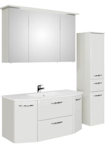 Badm&ouml;bel-Set SAPHIR "Quickset 326, 4-teilig, mit Keramikwaschtisch", wei&szlig;, B:145cm H:200cm T:48cm, Spanplatte, Kastenm&ouml;bel-Sets, Badm&ouml;bel-Set, Badezimmer-Set mit Midischrank in Wei&szlig; Glanz