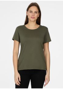 Kurzarmshirt Ragwear "MINTTA", Damen, Gr. XS, gr&uuml;n (schwarz olive), Jersey, Obermaterial: 50% Baumwolle, 50% Polyester, unifarben, normal, Rundhals, Shirts Kurzarmshirt, schlichtes T-Shirt mit Rundhals und kleinem Logo auf der Brust