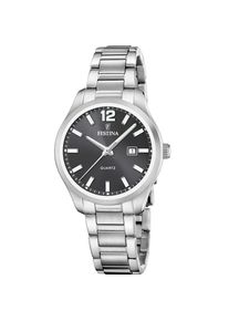 Quarzuhr Festina "Classic Steel", silber (silberfarben, schwarz), Armbanduhren, Damen, Quarzuhr, Armbanduhr, Damenuhr, Edelstahlarmband, analog, Tag