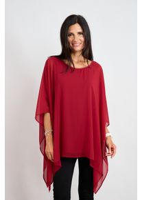 Blusenponcho Seidel Moden, Damen, Gr. 52, rot (48,bordeaux), Web, Obermaterial: 100% Polyester. Futter: 95% Viskose, 5% Elasthan, unifarben, Basic, weit h&uuml;ftbedeckend, Rundhals, abgesteppte Kante, Blusen Blusenponcho, &Uuml;berschnittene Bluse im Poncho-Stil - MADE IN GERMANY