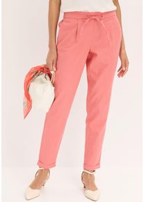 Leinenhose bonprix "Leinenhose", Damen, Gr. 44, N-Gr, rosa (rhabarber), Obermaterial: 55% Leinen, 45% Baumwolle, regular fit, Hosen Leinenhose, aus Leinen und Baumwolle, Regular Fit, mit elastischem Gummibund