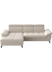Sit & More Ecksofa SIT & MORE "Vanity, L-Form, B: 264 cm", beige (creme), B:264cm H:84cm T:181cm, 100% Polyester, Sofas, Ecksofa, Inkl.Sitz-,Kopf-und Armteilverstellung