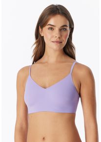 Bustier Schiesser "Invisible Soft", Damen, Gr. 44, N-Gr, 821, lila, Single Jersey, Obermaterial: 75% Polyamid, 25% Elasthan, k&ouml;rpernah, BHs Bustier, Mikrofaser, herausnehmbare Pads, V-Ausschnitt, Lasercut-Abschl&uuml;sse