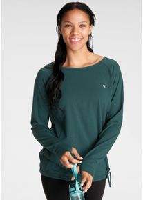 Langarmshirt Kangaroos, Damen, Gr. 44/46, blau (petrol), Obermaterial: 54% Baumwolle, 38% Polyester, 8% Elasthan, figurumspielend h&uuml;ftbedeckend, Rundhals, Raglan&auml;rmel mit Daumenl&ouml;chern, Shirts Langarmshirt, mit Rundhals, figurumspielende Passform, h&uuml;ftbedeckende L&auml;nge, Topseller