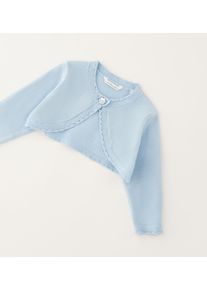 Cardigan MINIBANDA "BABY GIRL KNITWEAR", M&auml;dchen, Gr. 68, blau (winter sky), 72% Viskose, 28% Polyester, Strickjacken Cardigan