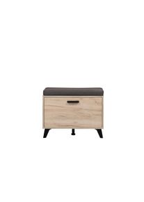 Schuhbank OTTO HOME "Umbria, Schuhschrank, Schuhregal, Schuhtruhe, Breite 68 cm", grau (grau eiche), B:68cm H:52,5cm T:35cm, Holzwerkstoff, Kunststoff, Metall, Sitzb&auml;nke, Schuhbank, mit Sitzkissen, 2 geschlossenen F&auml;chern, Klappt&uuml;r, in Grau Eiche